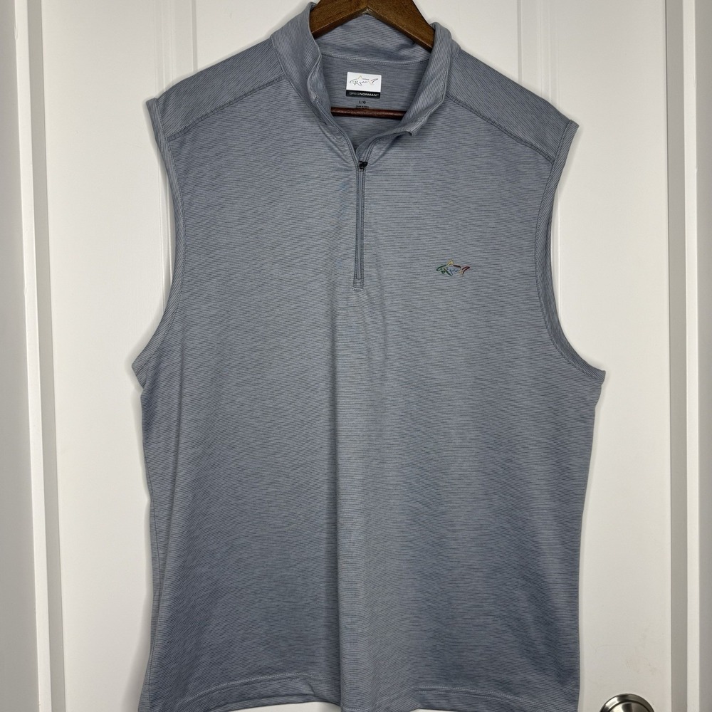 Greg Norman 1/4 Zip Sweater Vest Mens Large Gray Knit Golf Performance
